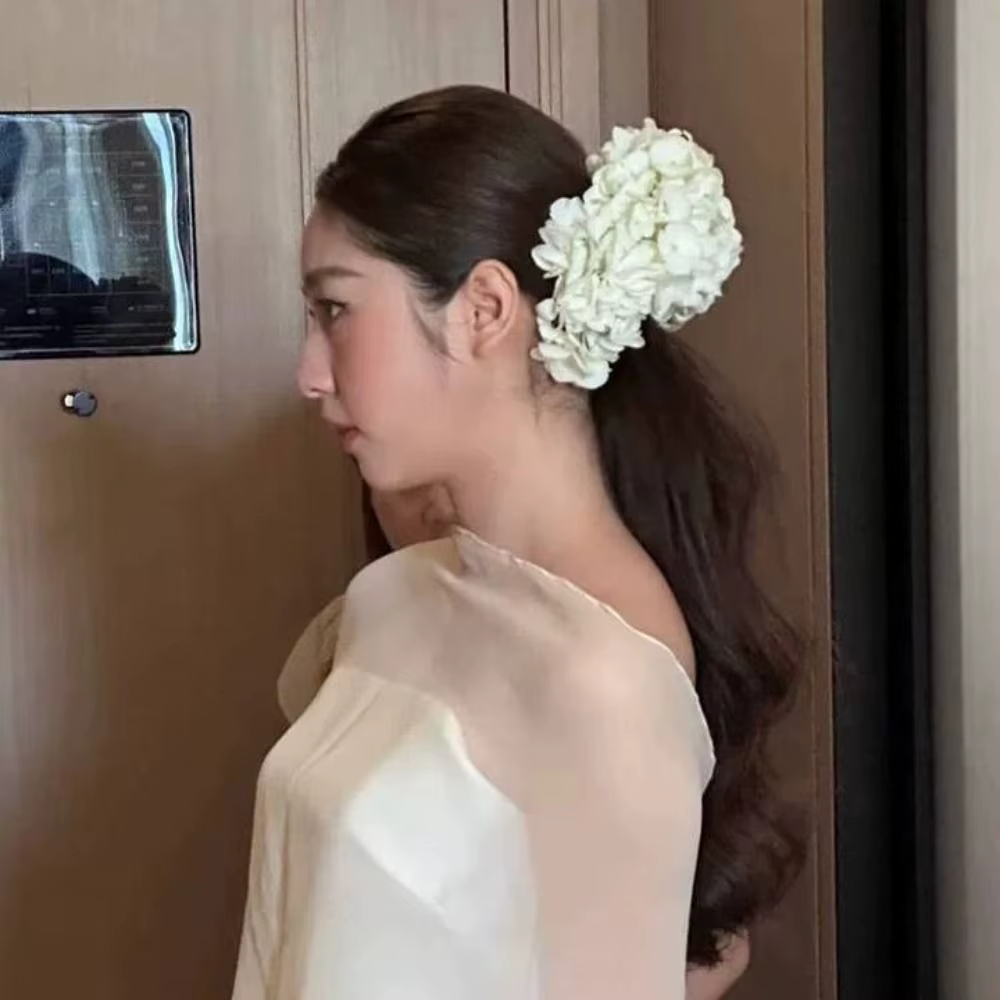 Nouvelle coiffe de mariée blanche en fleurs d'hortensia, style français, élégante, bijoux de cheveux de mariage, accessoires pour cheveux