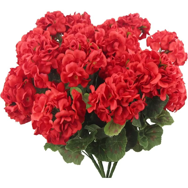 Bouquet de 14 pouces de geraniums artificiels en soie