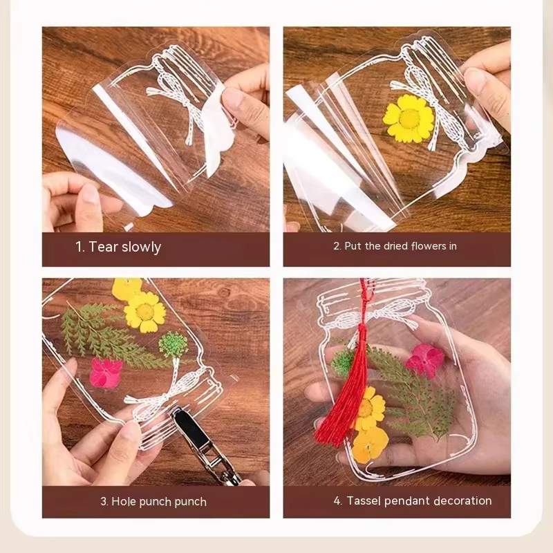 Signets de fleurs séchées transparentes pour étudiants
