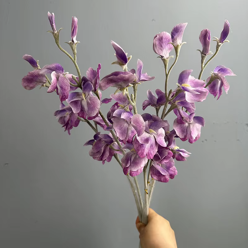 10 pièces de fausses fleurs de pois parfumées à toucher réel