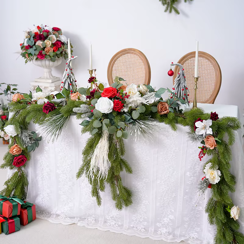 H866220 série de noël pin Needel vigne Table guirlande de fleurs Arrangement Floral de mariage accessoires de tir fournitures de fête d'événement
