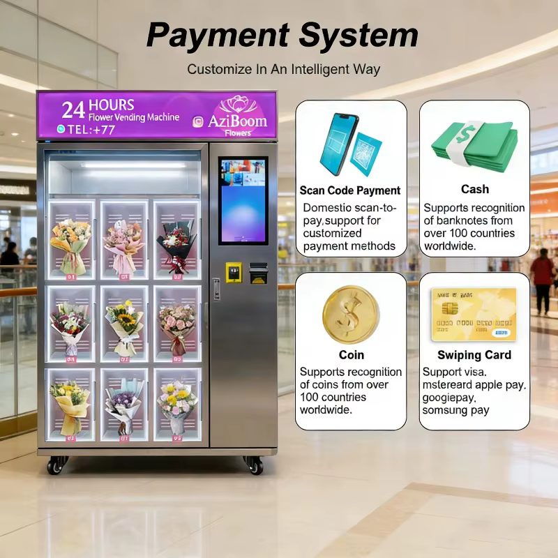 FOODLINE Distributeur automatique intelligent de fleurs fraîches 24h/24, personnalisable, pour une nouvelle vente au détail de fleurs