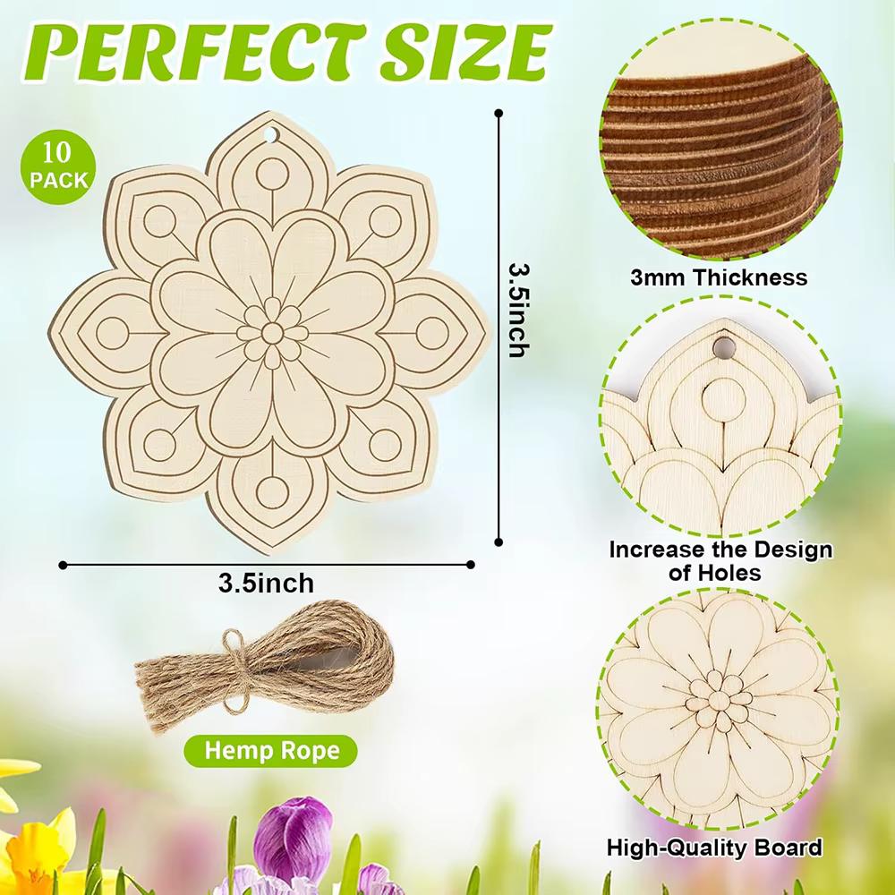 Ornements de fleurs en bois