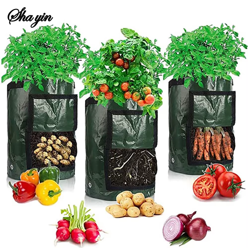 Sacs de plantation de pommes de terre, sacs de semis horticoles ronds vert foncé respirants, seaux de plantation de légumes, sacs Meizhi