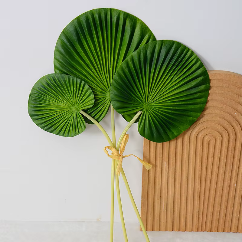 Lot de 3 feuilles de palmier artificielles vertes en PU
