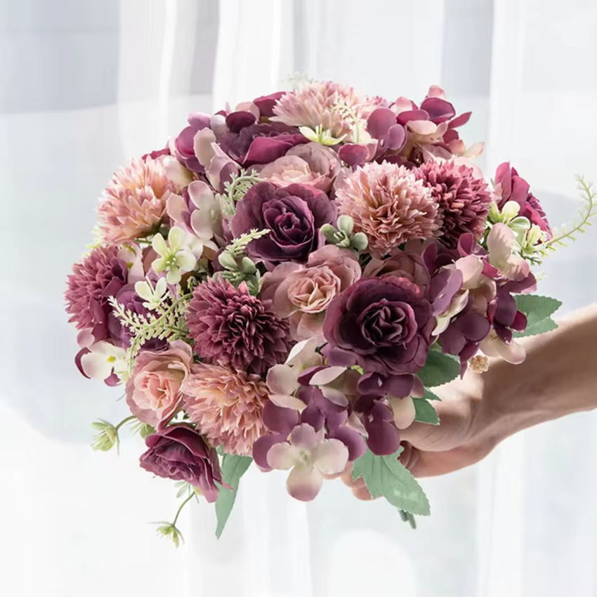 Fleurs artificielles 30CM Soie Roses Couronne De Mariage Brial Bouquet Vase HomeRoom Décor Festival Guirlande Scrapbooking FakeHydrangea