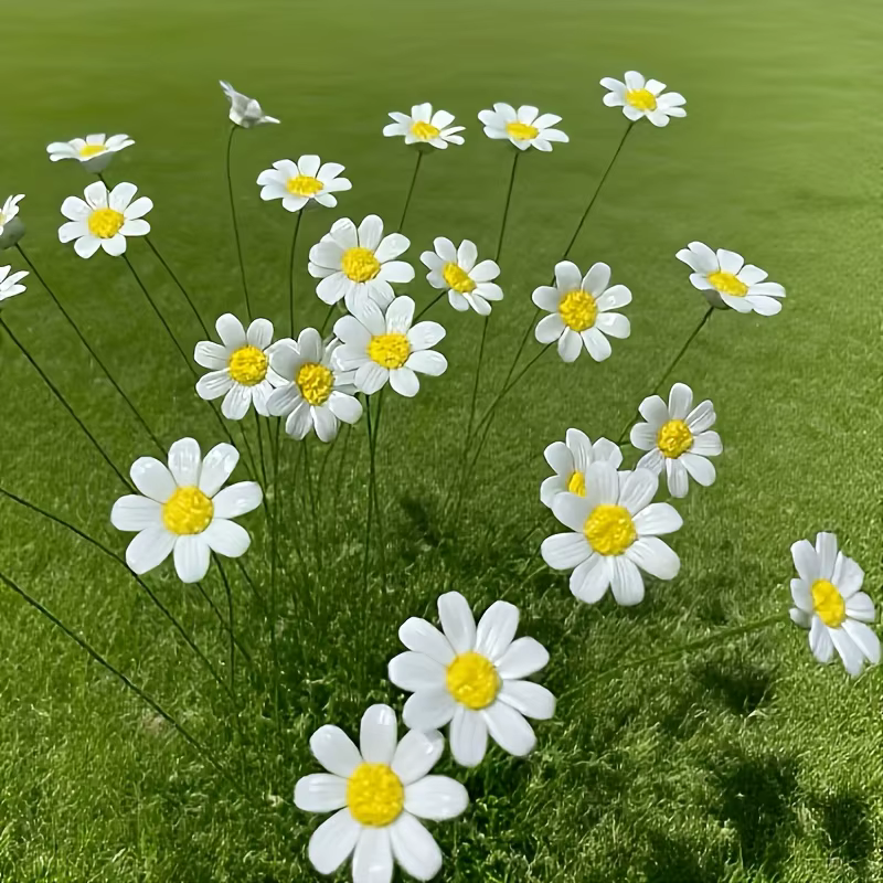 5 fleurs en céramique, marguerites artificielles