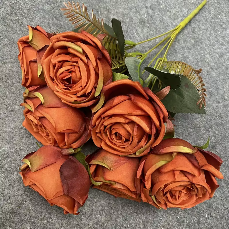 Bouquet de roses artificielles en soie