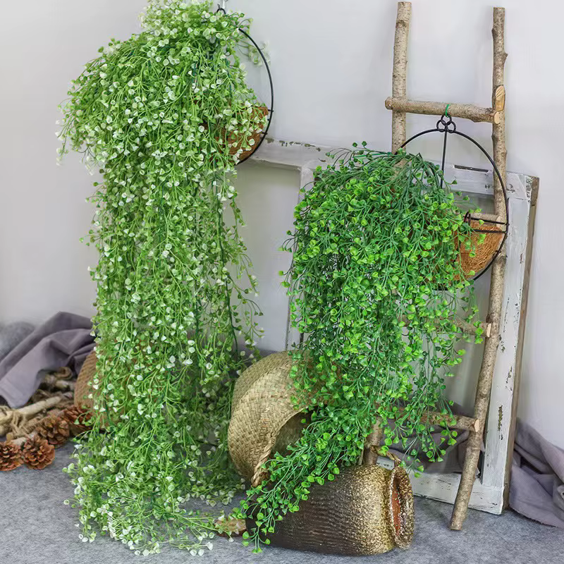 1 pièce de plante grimpante artificielle murale en saule clochette doré