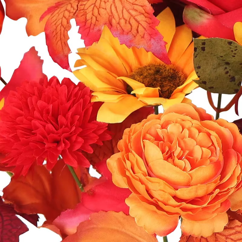 Décor de jardin Simulation feuilles d'érable tournesols Bouquet Orange noël Halloween décoration d'auditorium fleurs artificielles