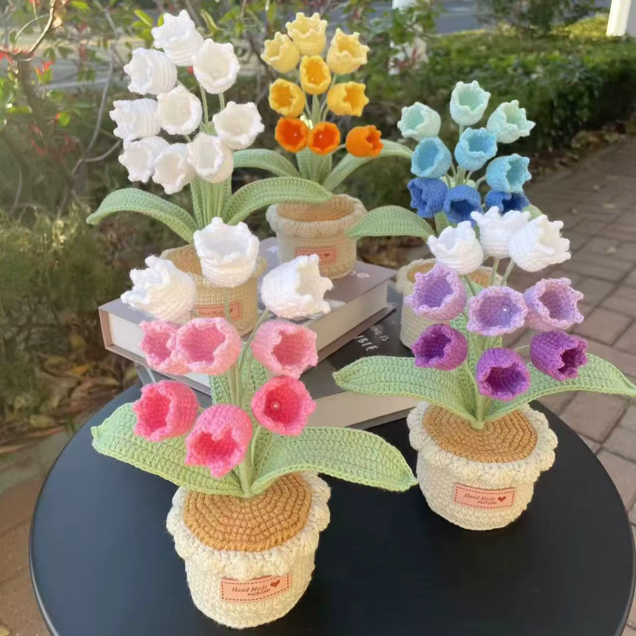 Crochet cloche orchidée en Pot fleur tissée à la main plante artificielle créative décoration de bureau Pot