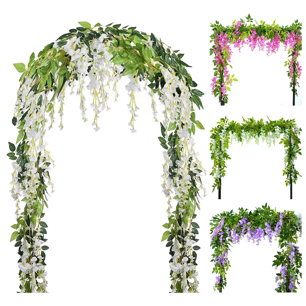 Guirlande de fleurs de glycine artificielles luxueuses