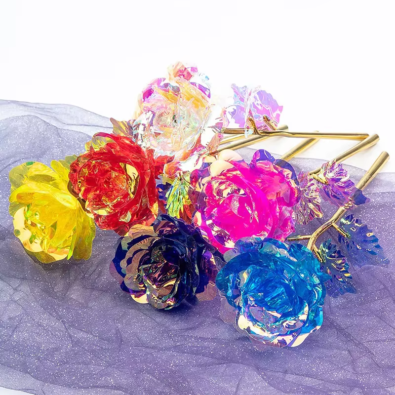 Collection de fleurs préservées dorées de 24 carats