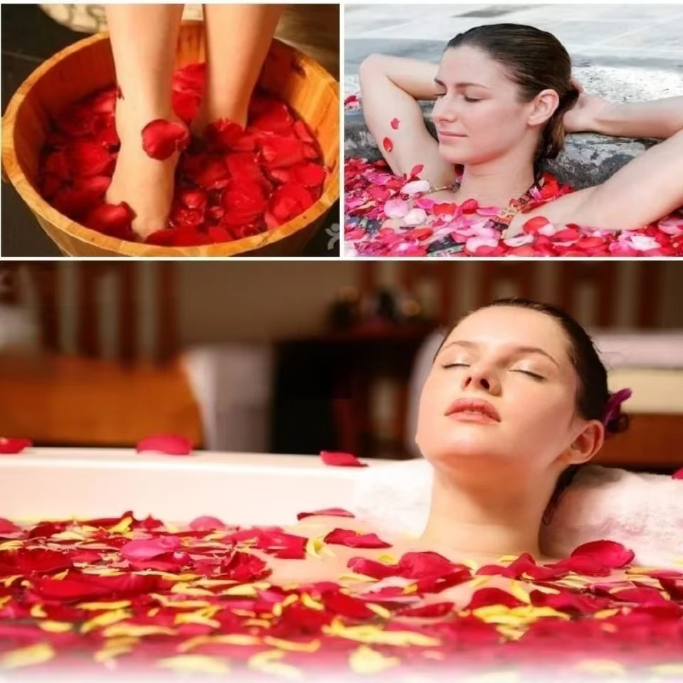 Pétales de rose séchés naturels romantiques