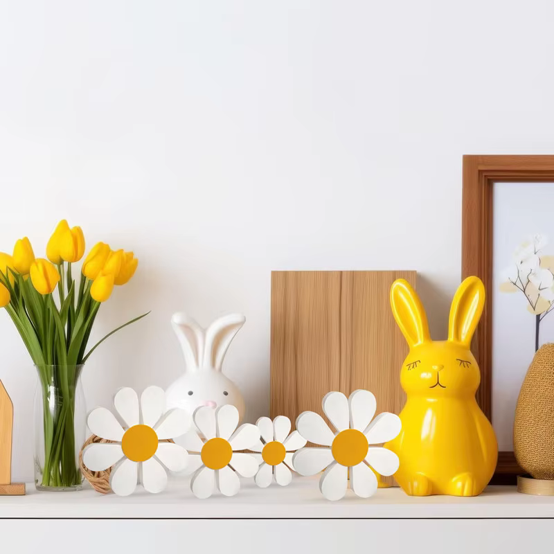 Ornements de fleurs de marguerite en bois