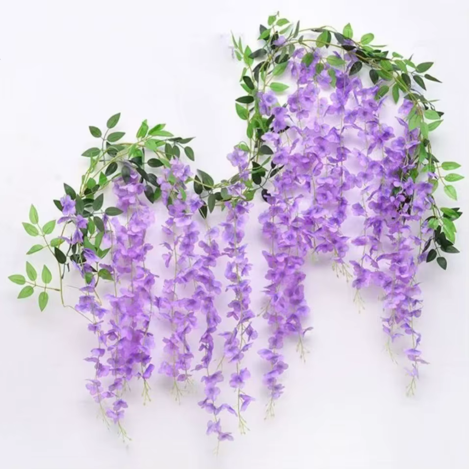 10 Branches de fleurs artificielles de glycine