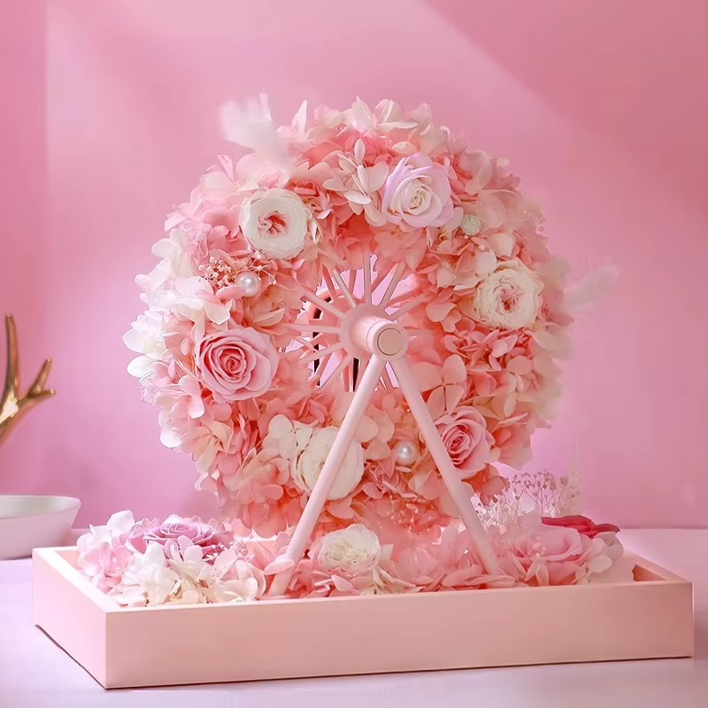 Fleur éternelle grande roue Rose vraie