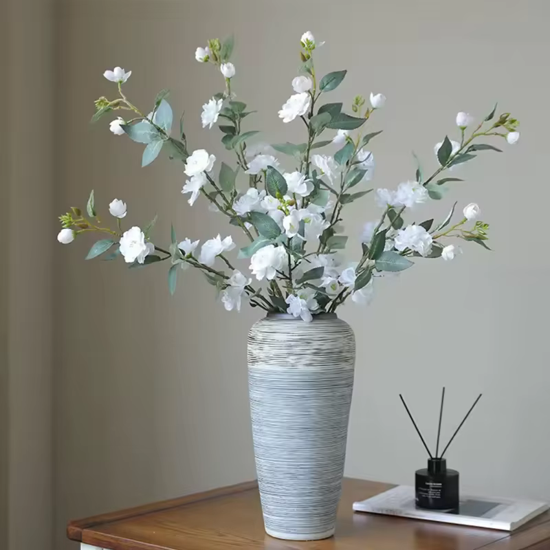 Fleur artificielle en soie de 90 cm, branche longue, camélia, fleur de cerisier, pour arrangement en vase familial, décoration de toile de fond pour arche de mariage et fête