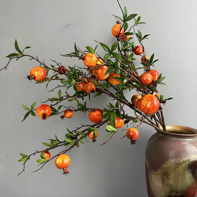 Nouvelle grenade artificielle longue branche 6 Fruits artificiels fleurs pour la maison fête de mariage Tabel décoration décor de noël