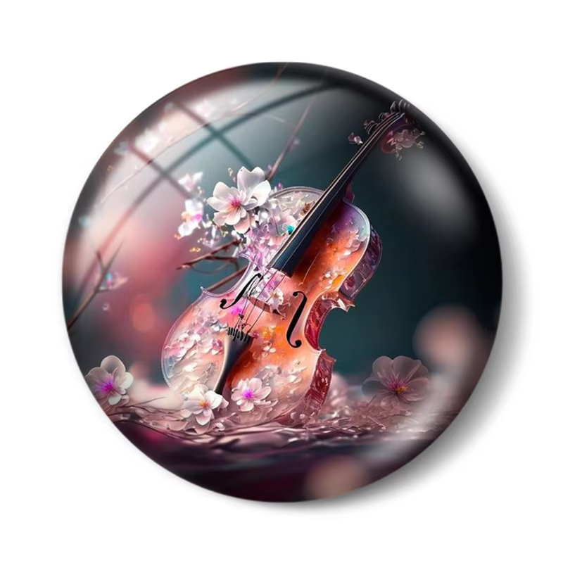 Cabochons en Verre pour Bijoux, Photo Ronde, Interconnexion, Vintage, Violon Rose, 12mm, 25mm, 10 Pp12