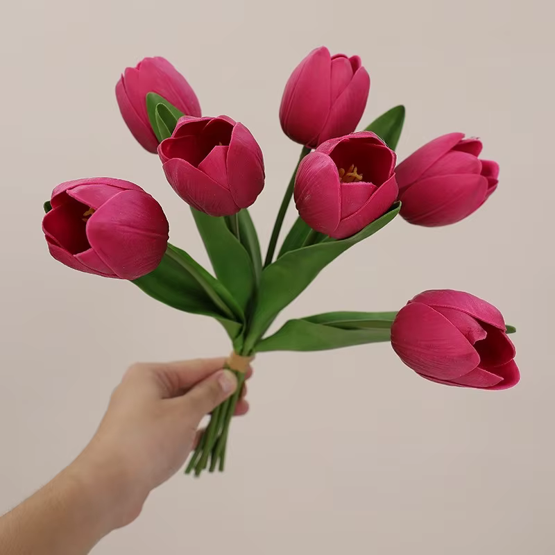 Bouquet de tulipes artificielles jaunes en PU