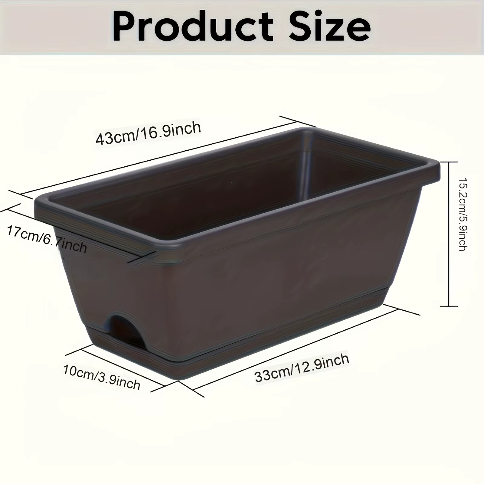 3 pièces fenêtre boîte planteur Rectangle plante conteneurs décors avec trous de Drainage Pot de fleur Pot
