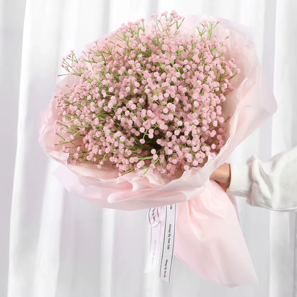 108 têtes blanches bébés souffle fleurs artificielles bricolage Bouquet 60 cm décoration de mariage Arrangement en plastique fausse fleur décor à la maison