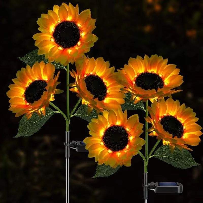 Lampes solaires LED en forme de tournesol