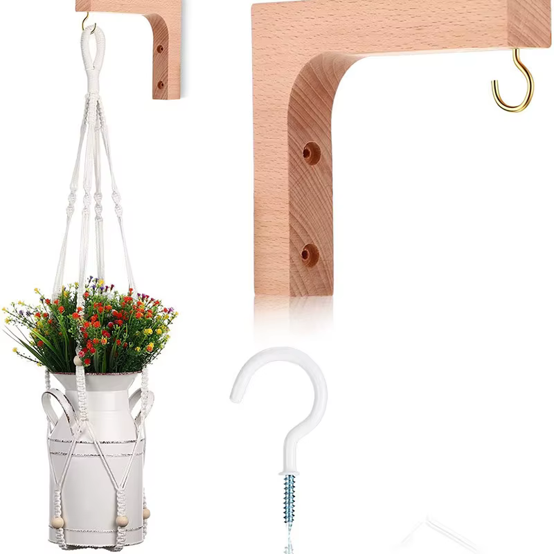 Support mural en bois naturel nordique pour plantes
