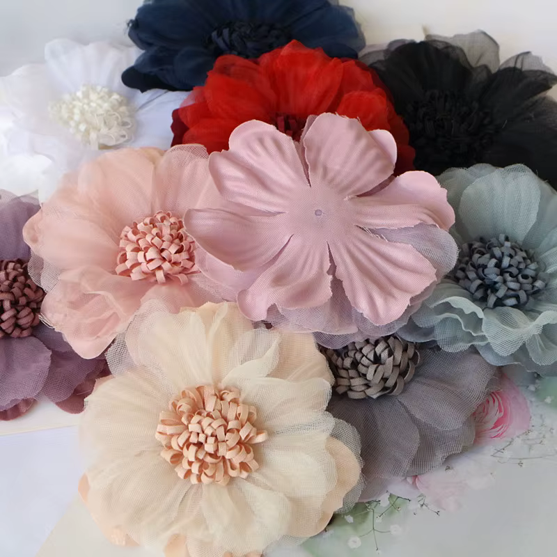 Grands fleurs en tissu faites à la main de 9CM