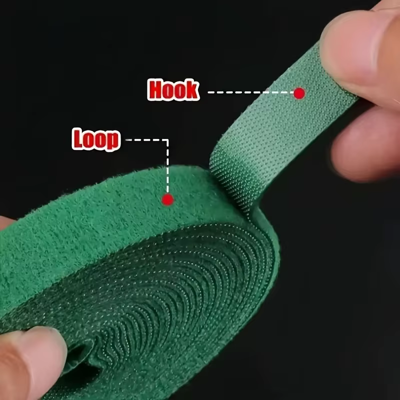 2 attaches pour plantes réutilisables et réglables de 100 cm - Sangle de support verte flexible à fermeture