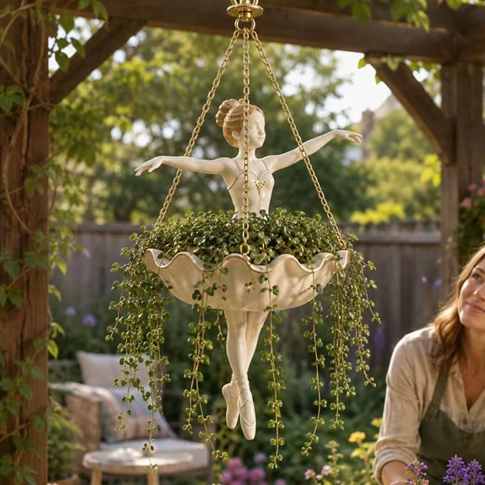 Jardinière suspendue en résine Danseuse de ballet