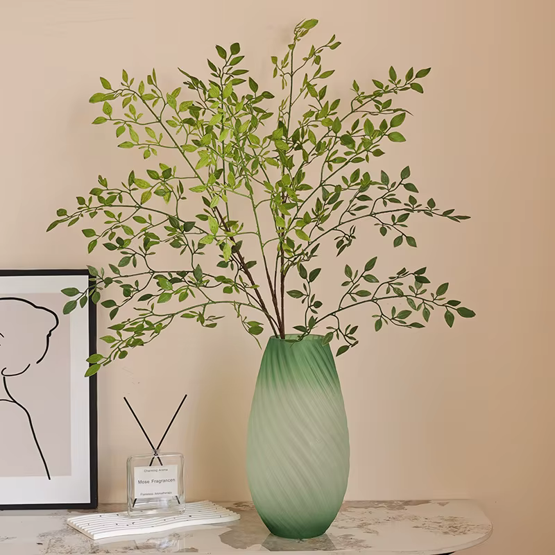 Plante artificielle verte à branche unique de type Forsythia
