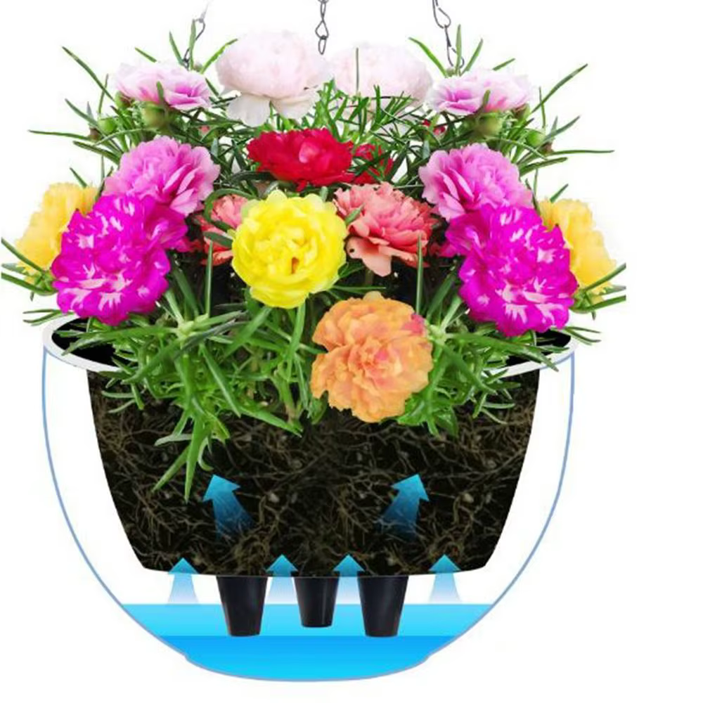 Pot suspendu en plastique imitation rotin