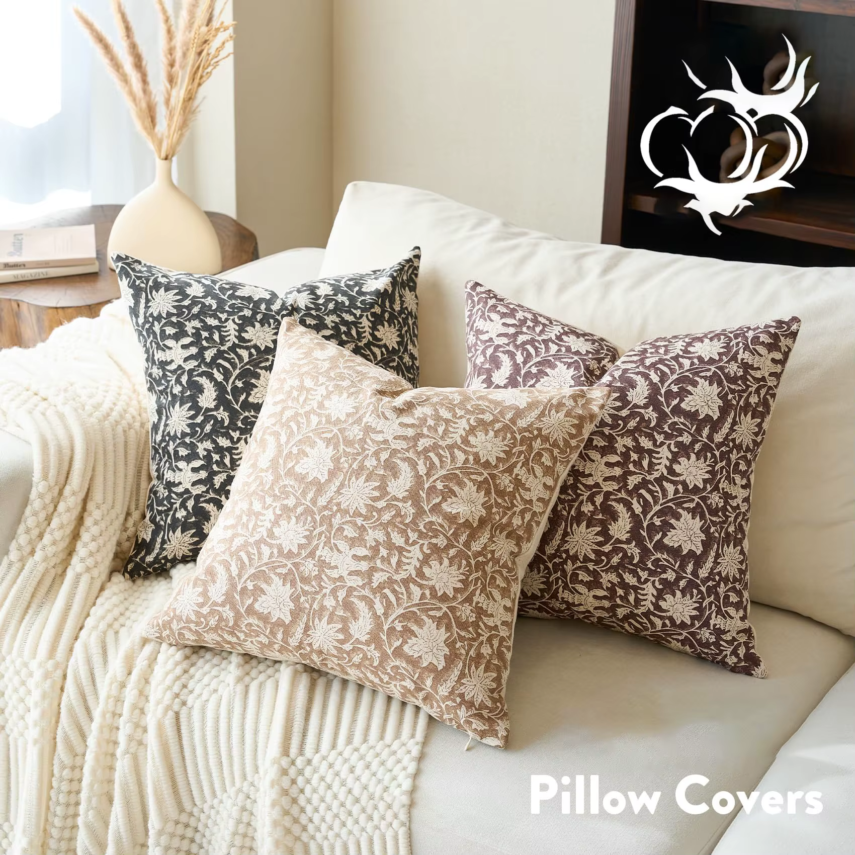 Housses de coussin décoratives à motifs floraux