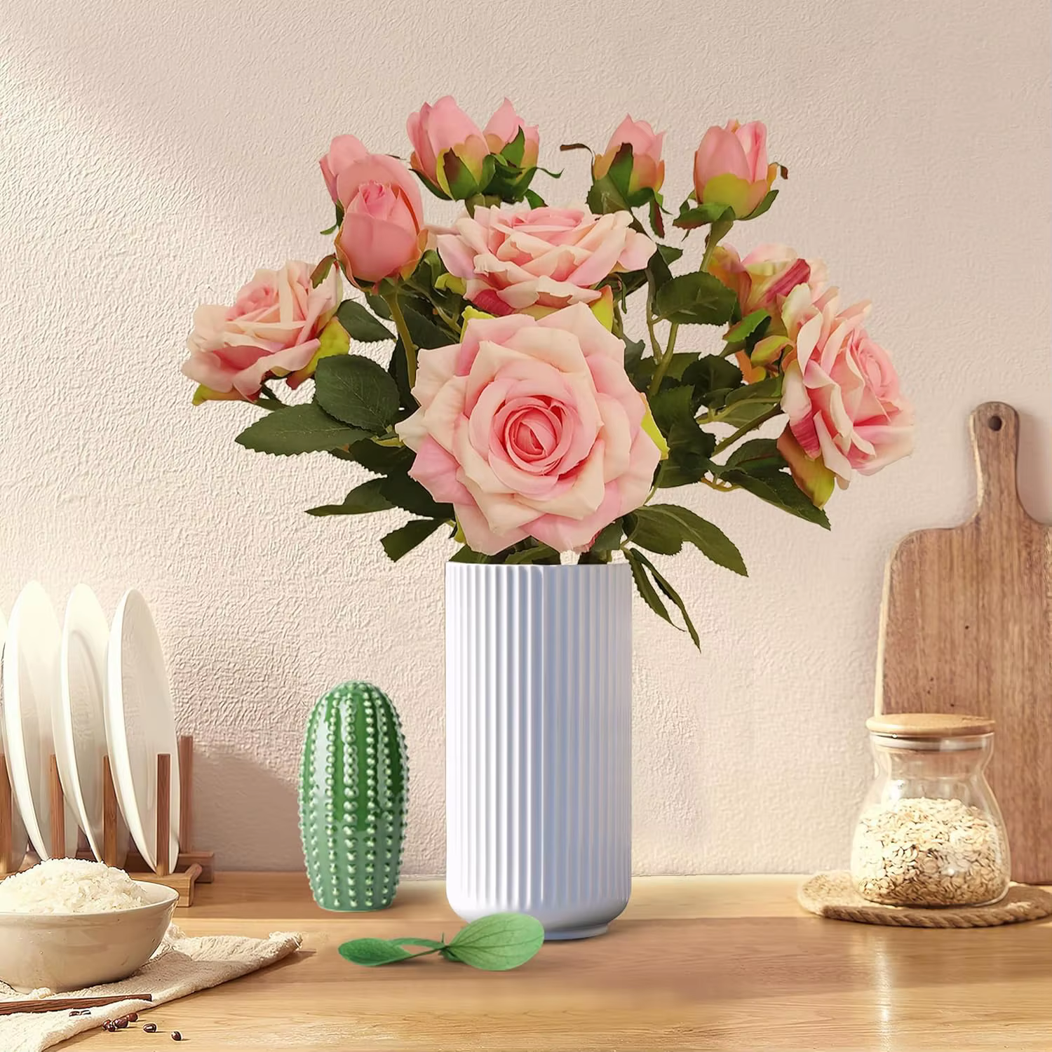 Fleurs artificielles grandes Roses en soie