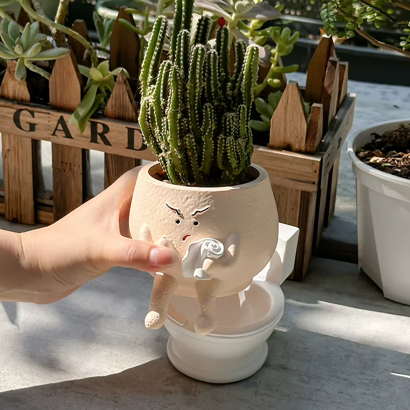Pot de fleurs amusant en résine en forme de fantôme pour plantes succulentes avec porte-rouleau de papier toilette