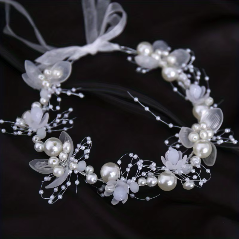 Bandeau de sauna fleur perle pour femme, fête, reconstitution historique, patients, mariage, accessoires pour cheveux, bijoux, vigne, diadème, cadeau