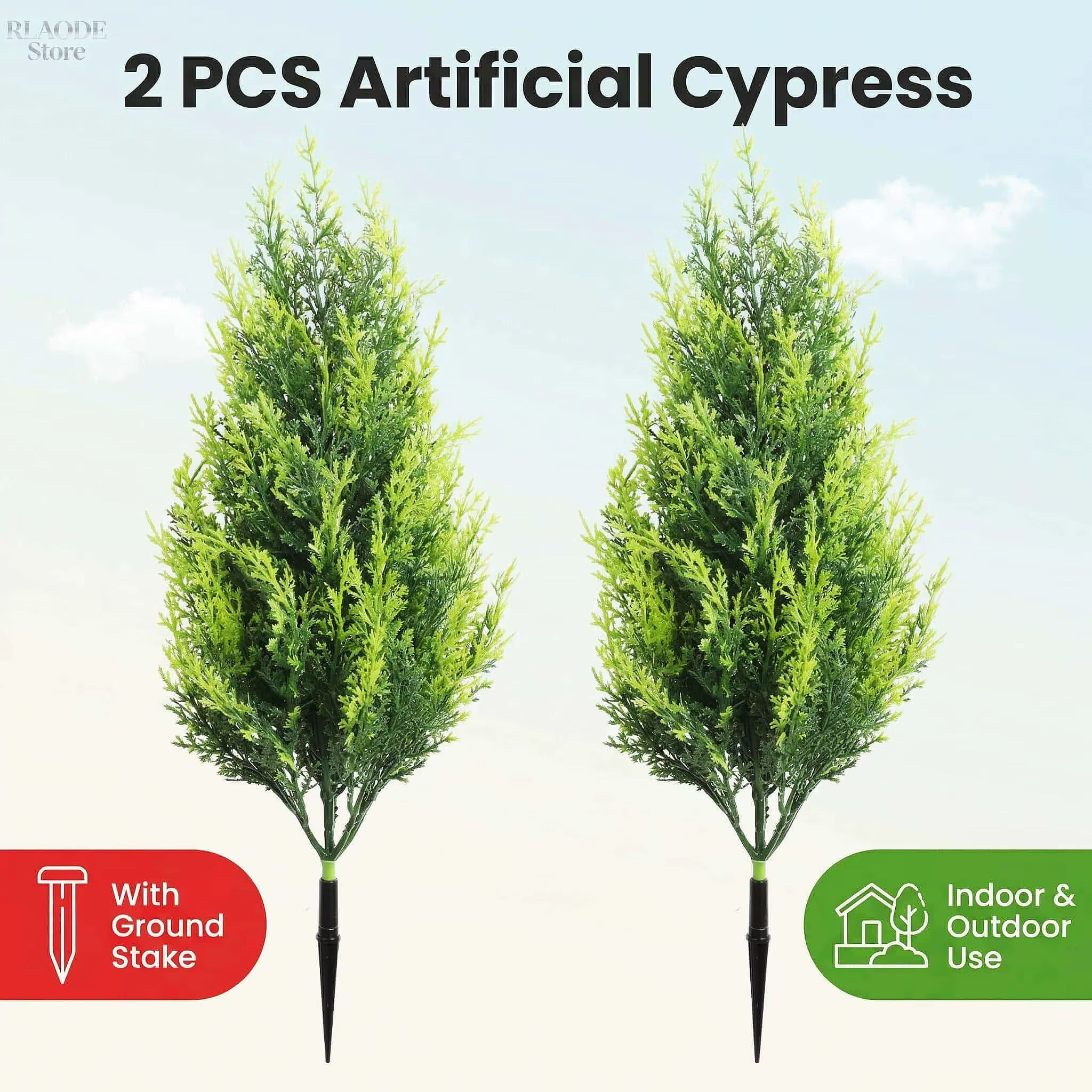 2 faux arbres de cyprès et fausses fougères réalistes pour la décoration intérieure et extérieure de jardin