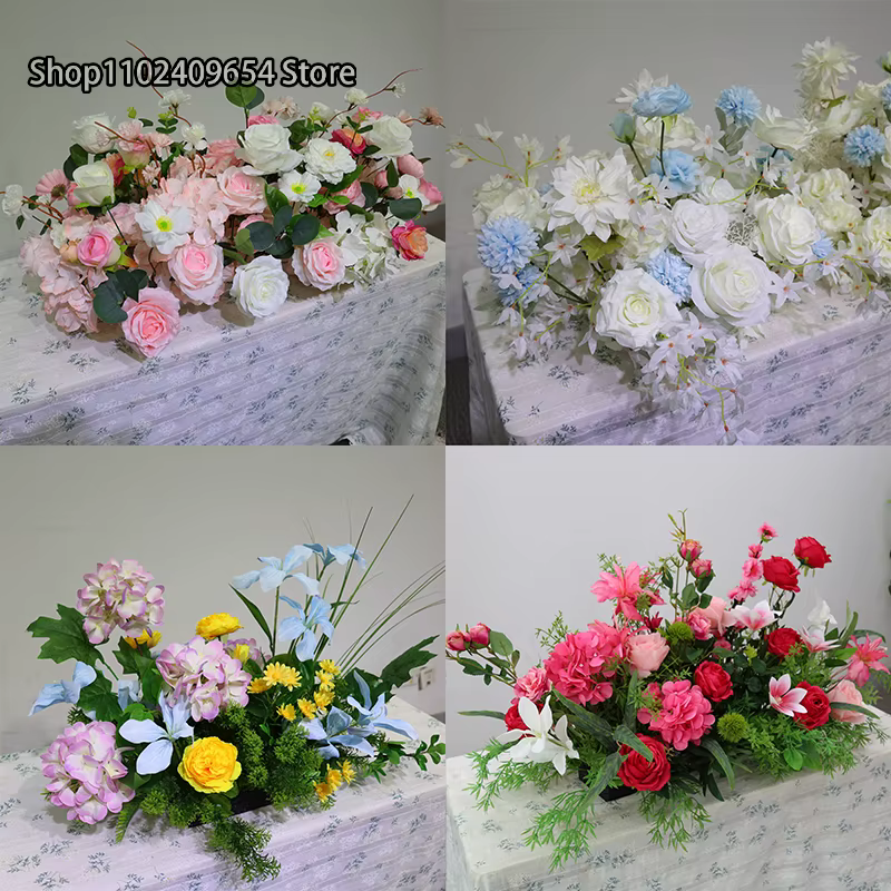 Rose chrysanthème plantes vertes feuille sol Arrangement Floral centres de Table de mariage