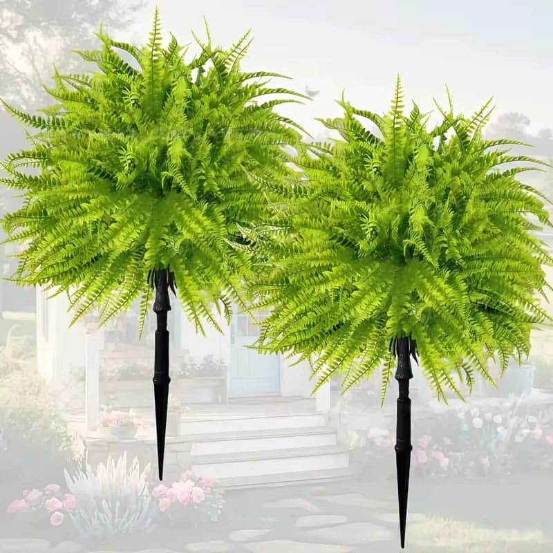 2 plantes artificielles de type fougère persane