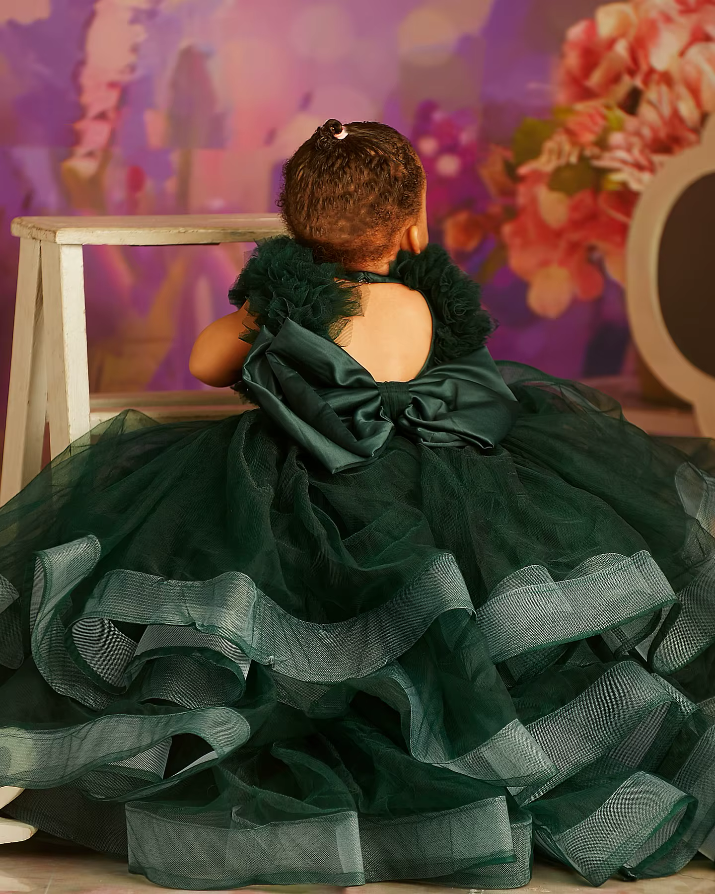 Robes de demoiselle d'honneur vert foncé pour fête de mariage, litière perlée, séance photo d'anniversaire pour bébé fille, Rhd'enfants, n'importe quoi pour la fête