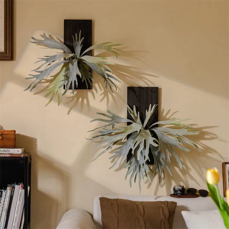 Plante tropicale artificielle tenture murale décoration bois de cerf fougère