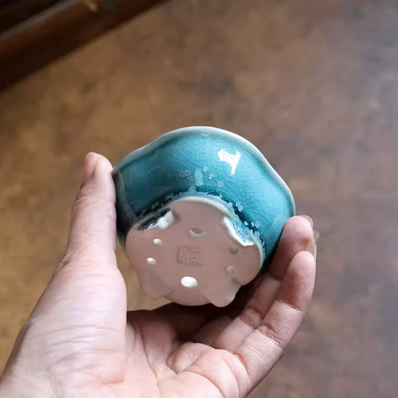 Pot à bonsaï en forme de bégonia vitrée en porcelaine
