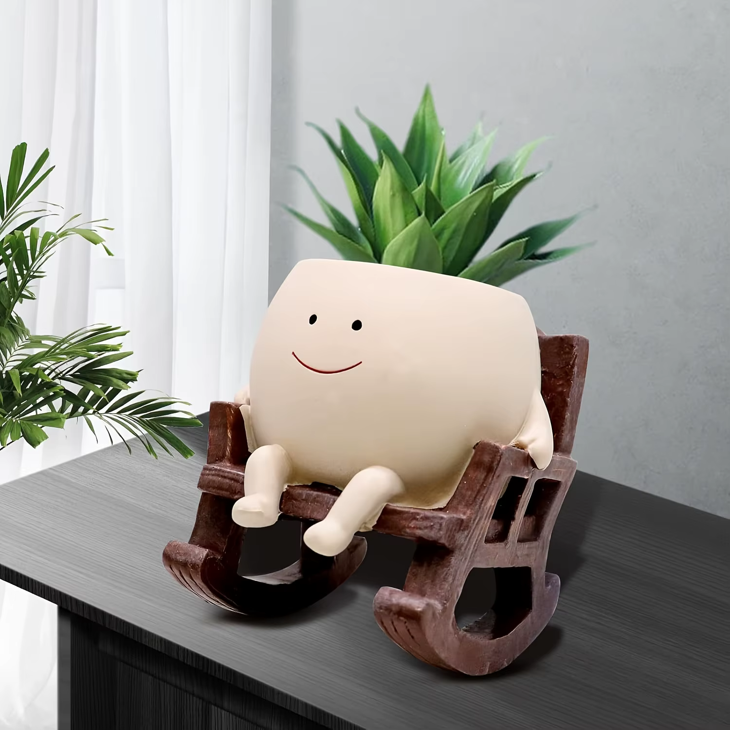 Mini pot de fleur en résine pour chaise à bascule