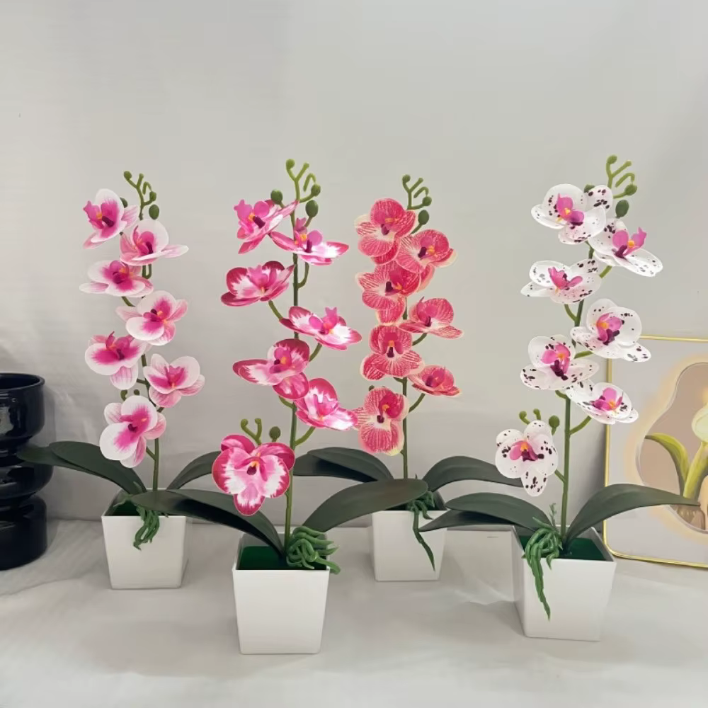 7 Fleurs d'orchidées artificielles en pot