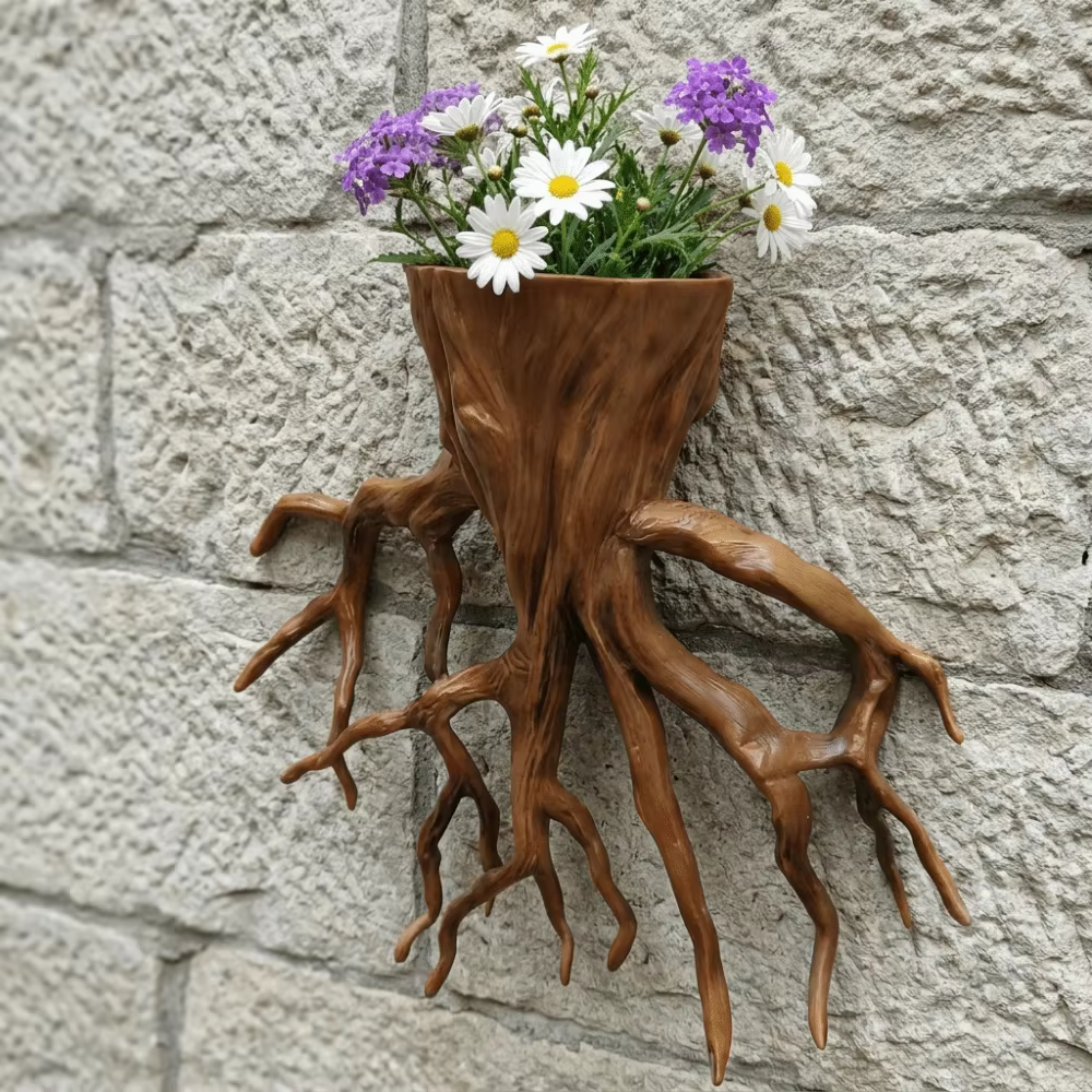Pot de fleurs mural en forme de racine d'arbre