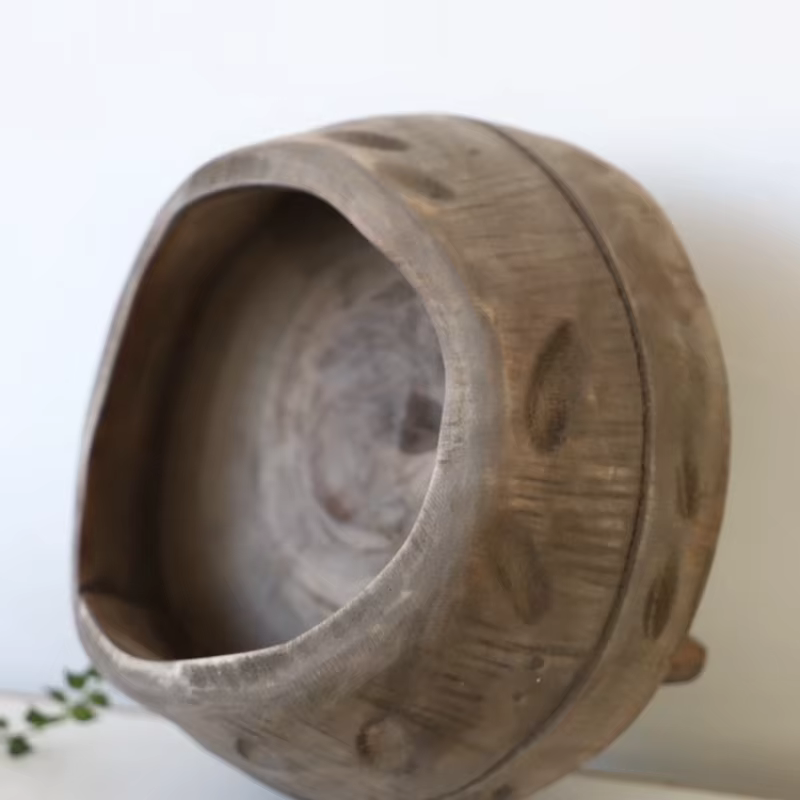Vase à fleurs Vintage en bois vieilli