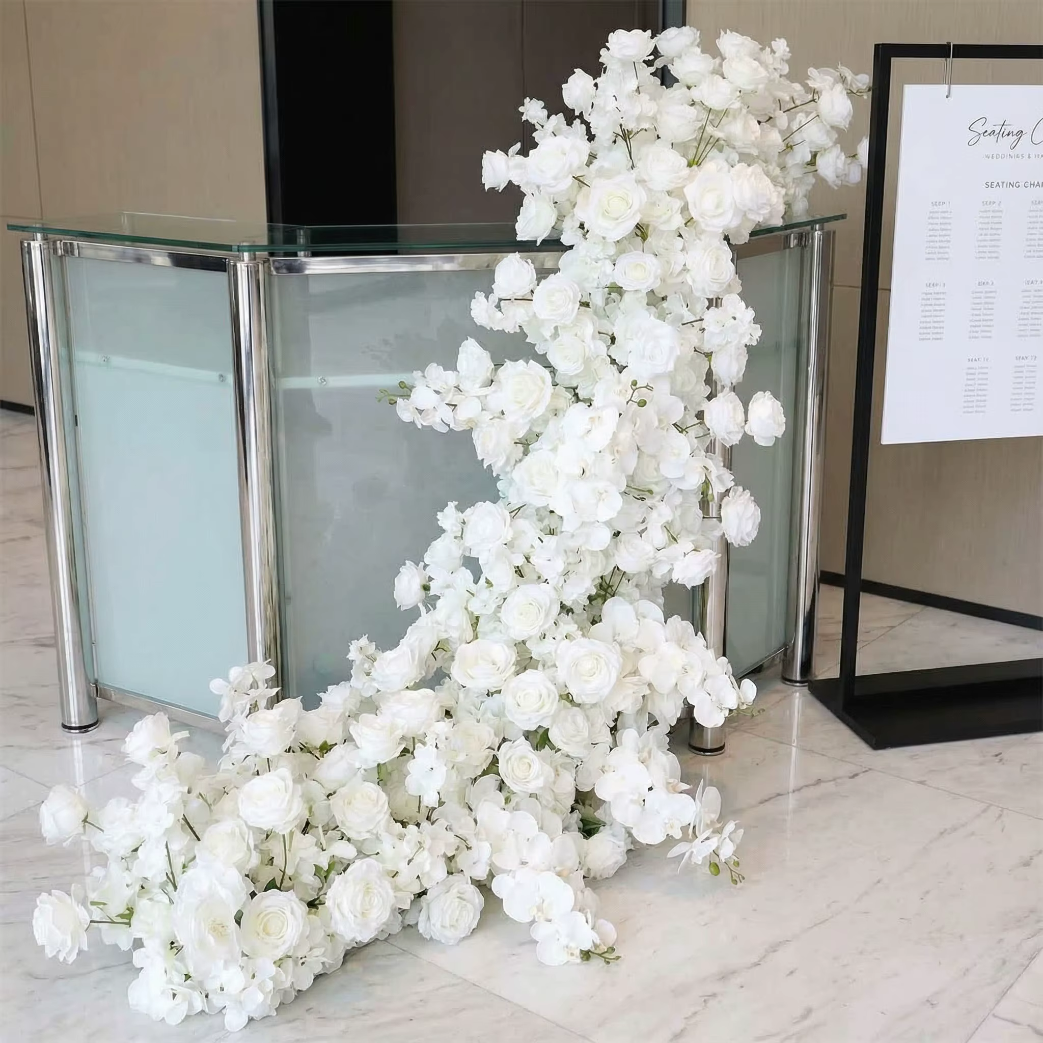 Uflower 200cm Guirlande de fleurs artificielles 3D élégante pour décoration de scène