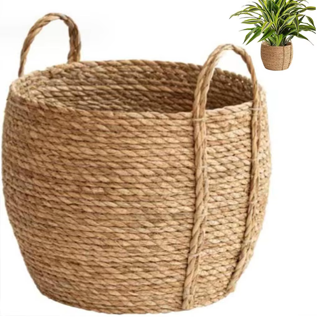 Pot de fleurs en rotin tressé fait main
